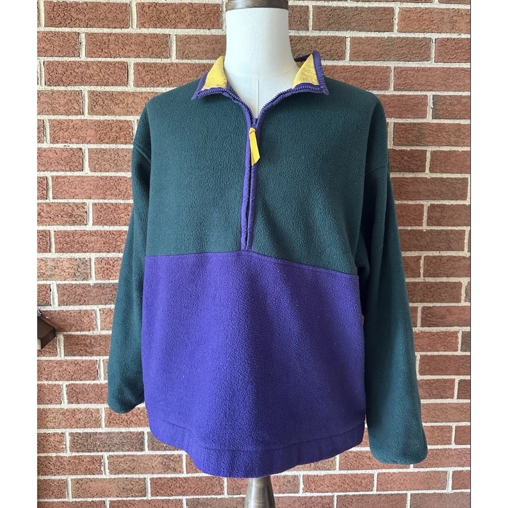 Vintage Gap Arctic Light Fleece Quarter Zip Pullover Green Purple XL Colorblock